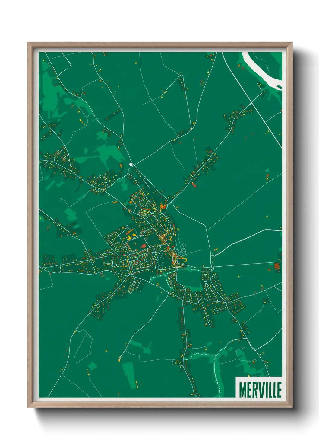 Une affiche de carte sur Merville