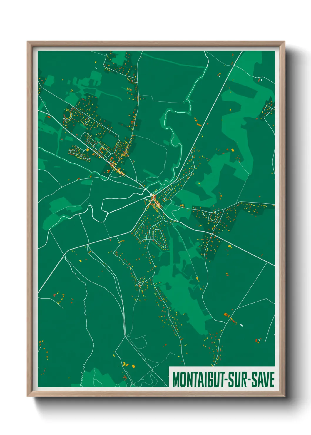 Une affiche de carte sur Montaigut-sur-Save