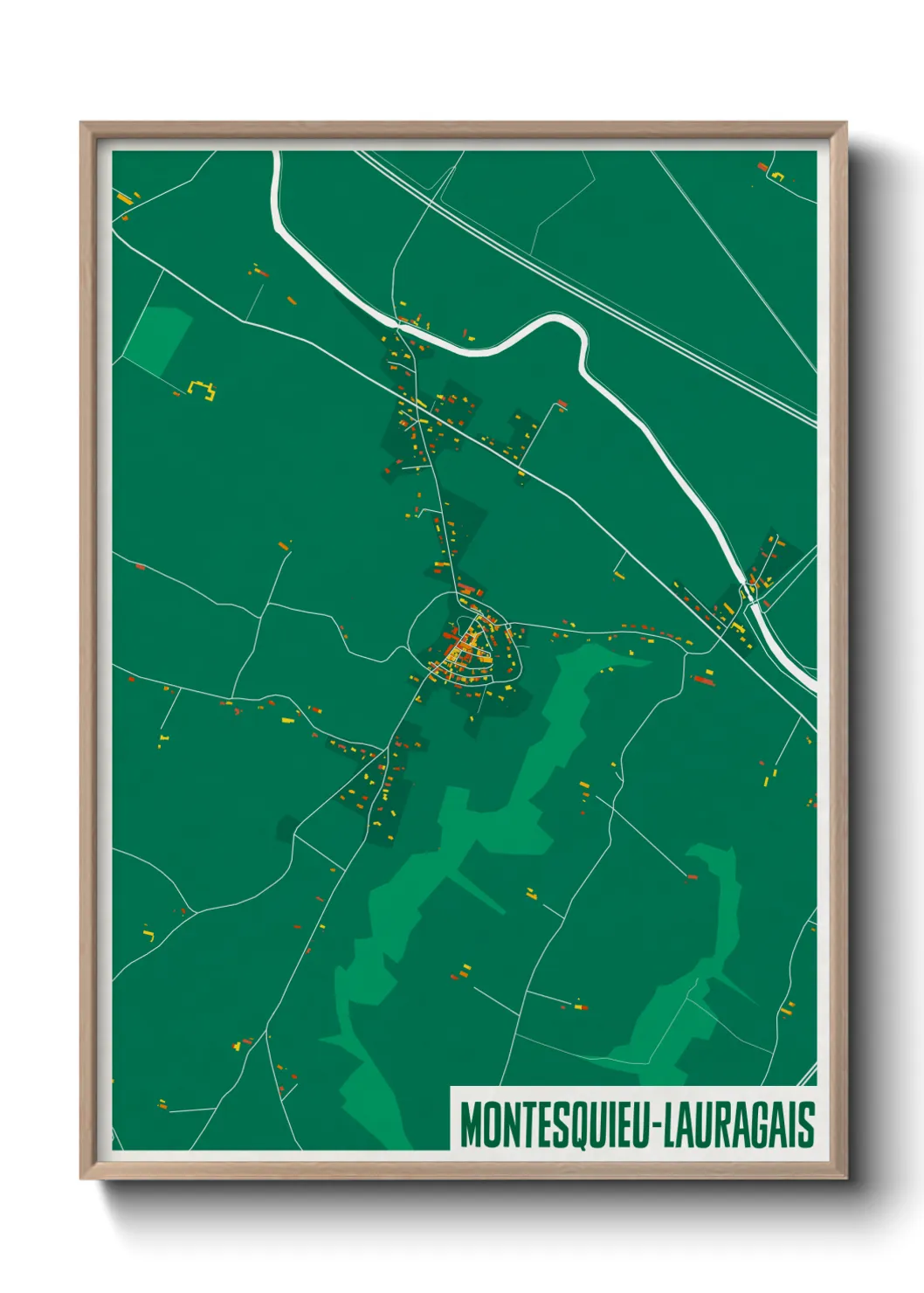 Une affiche de carte sur Montesquieu-Lauragais