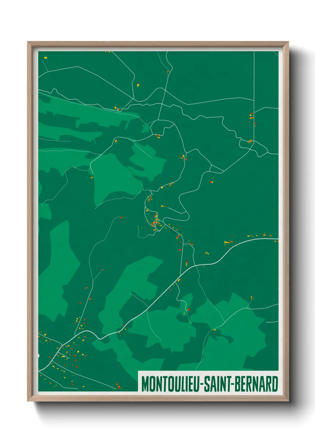 Une affiche de carte sur Montoulieu-Saint-Bernard