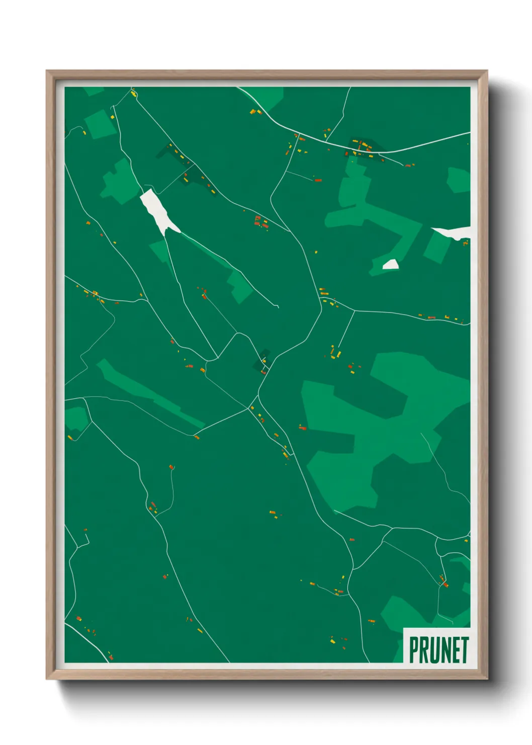 Une affiche de carte sur Prunet