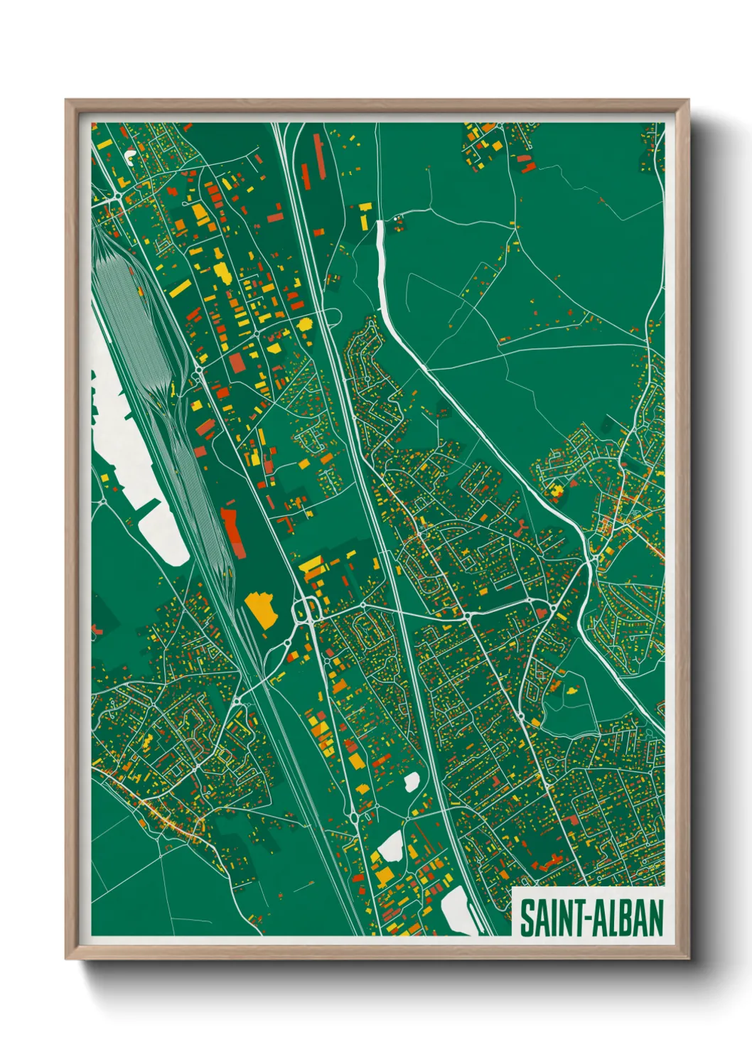 Une affiche de carte sur Saint-Alban