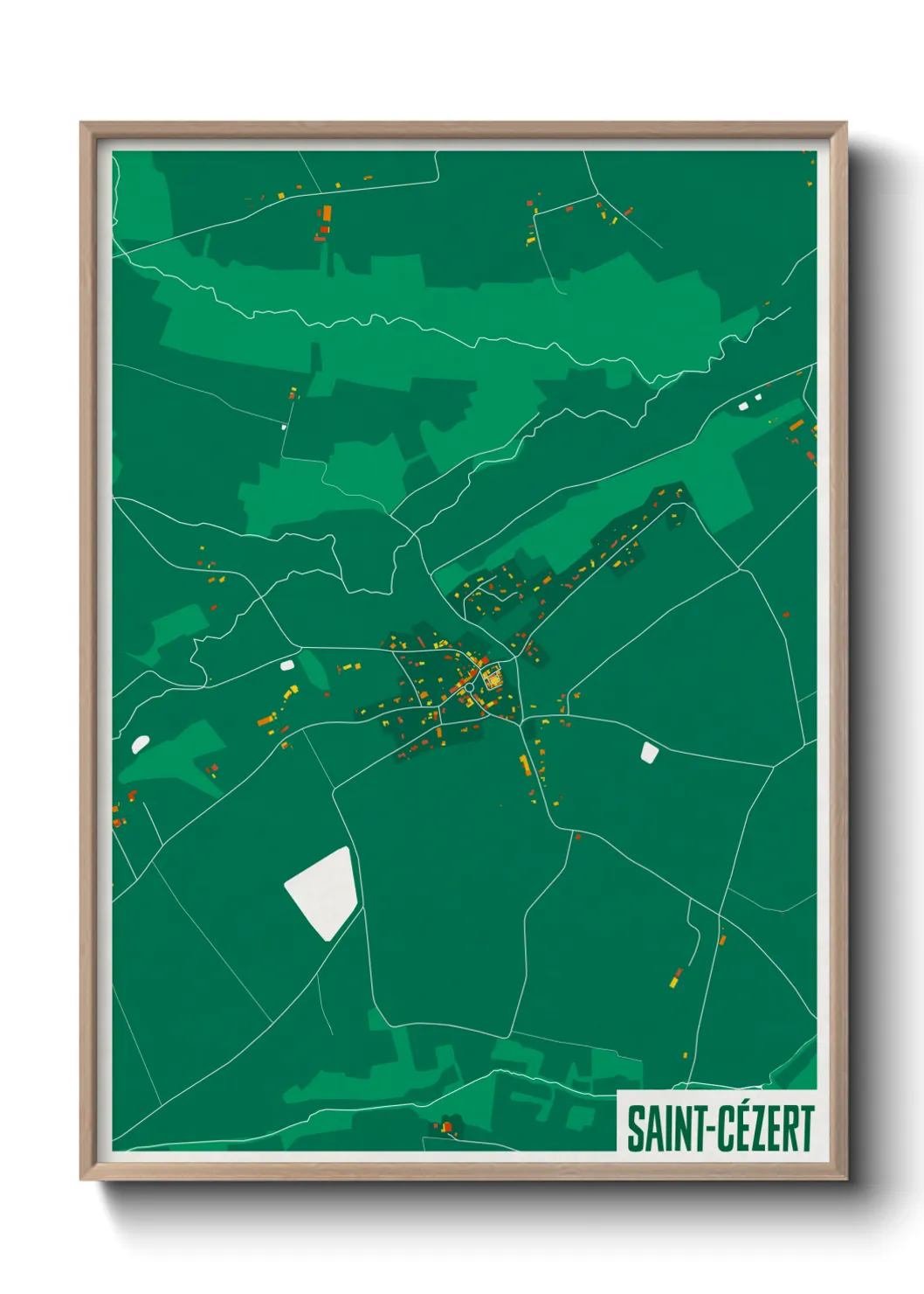 Une affiche de carte sur Saint-Cézert