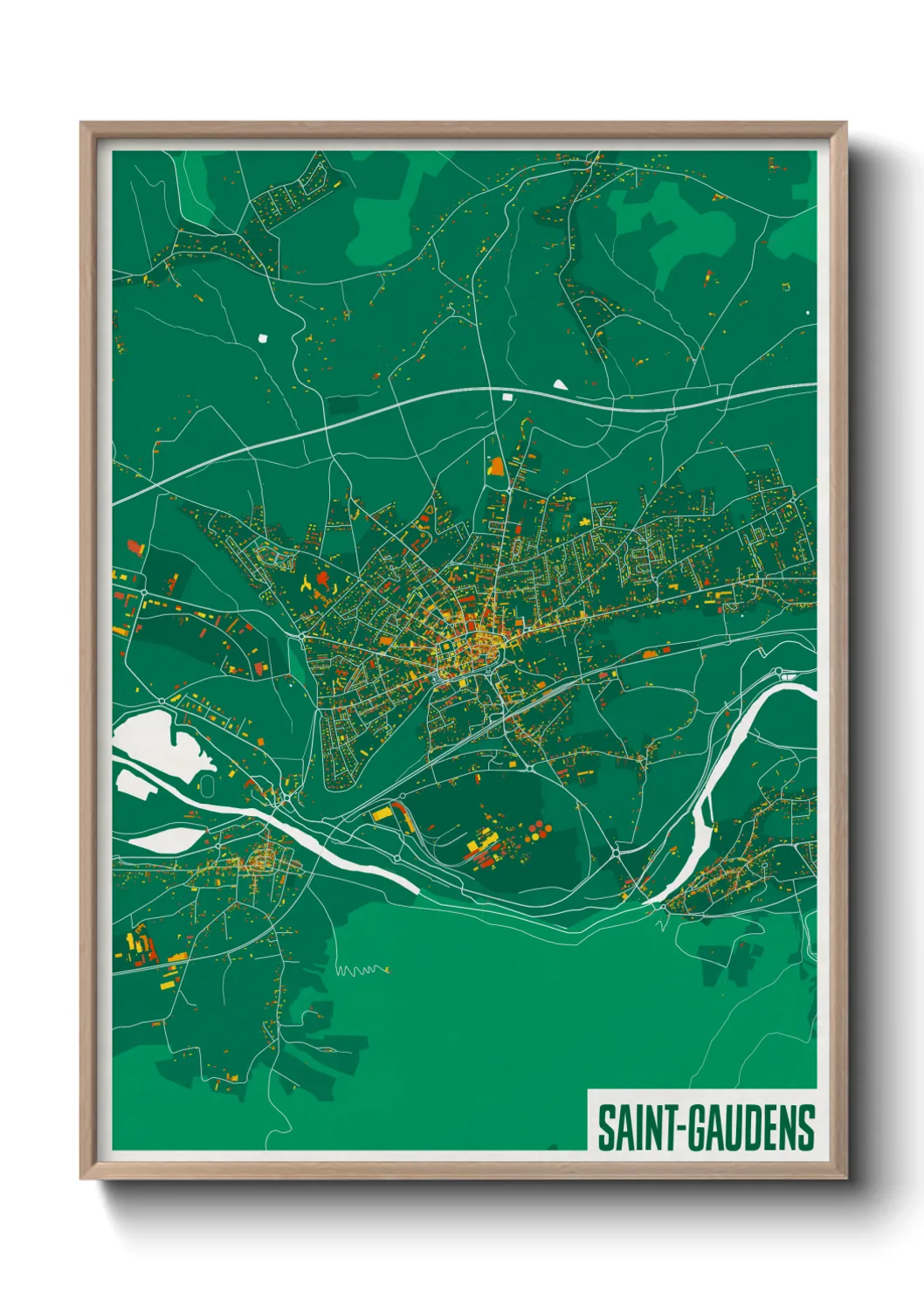 Une affiche de carte sur Saint-Gaudens