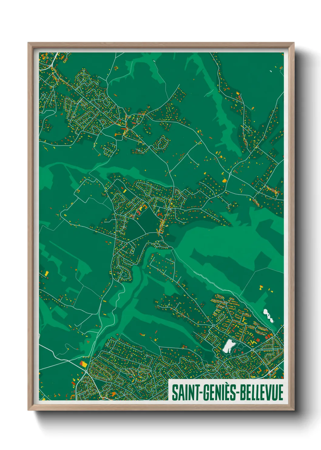 Une affiche de carte sur Saint-Geniès-Bellevue