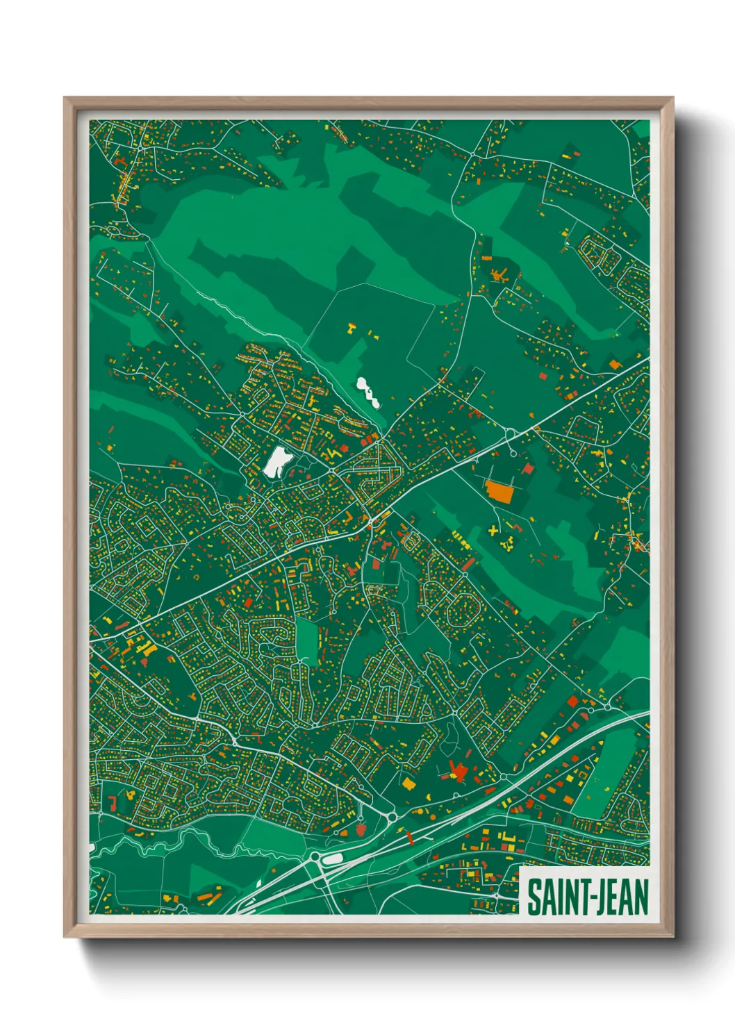 Une affiche de carte sur Saint-Jean