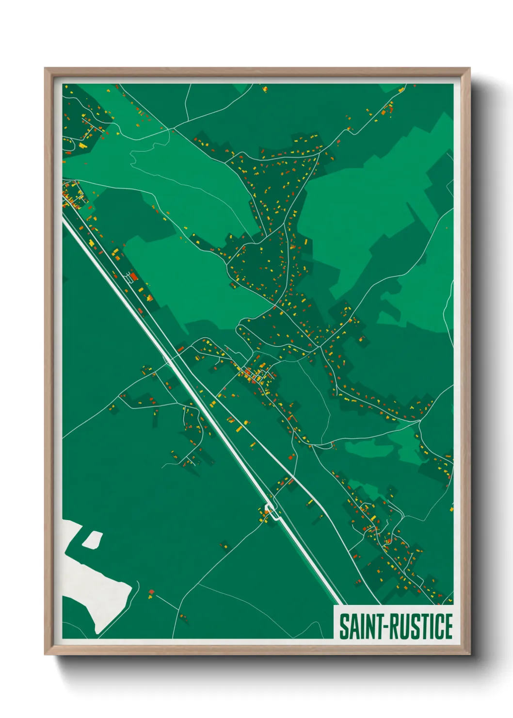 Une affiche de carte sur Saint-Rustice