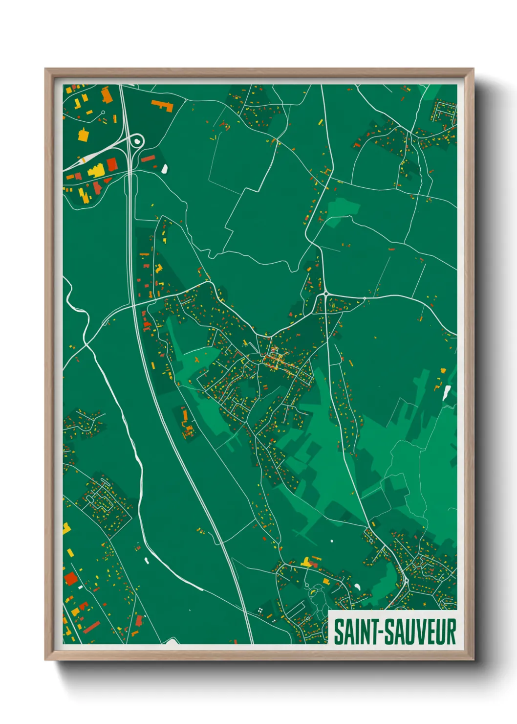 Une affiche de carte sur Saint-Sauveur