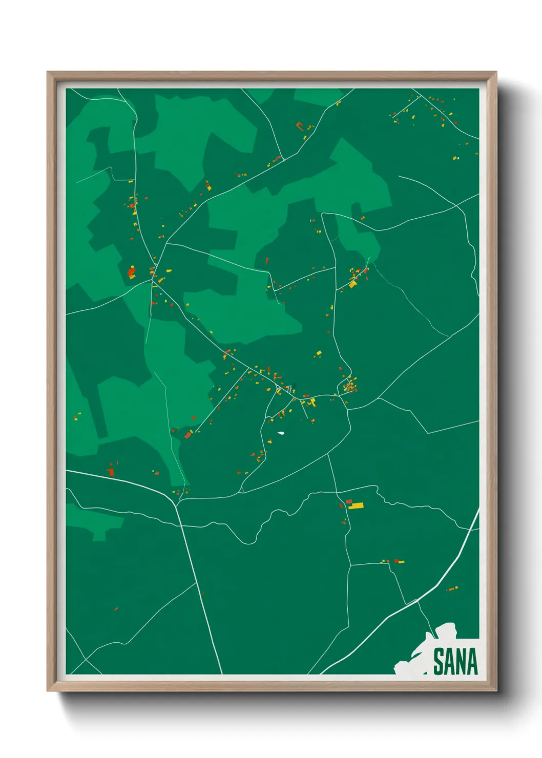 Une affiche de carte sur Sana