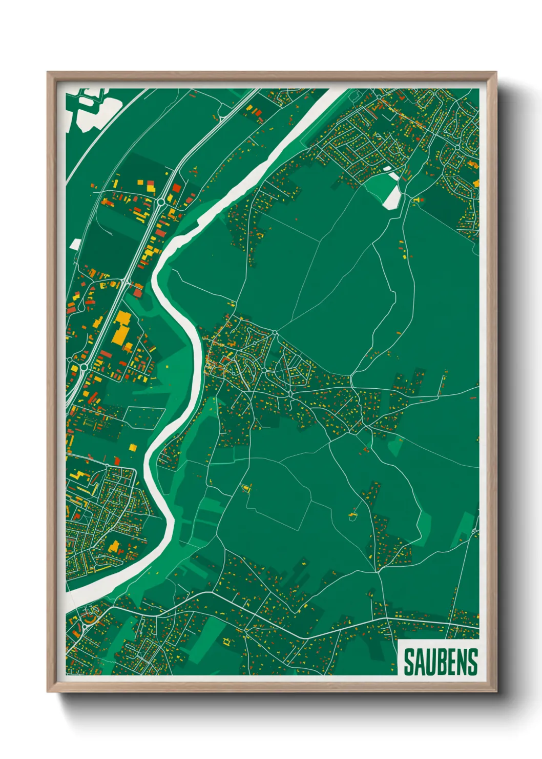 Une affiche de carte sur Saubens