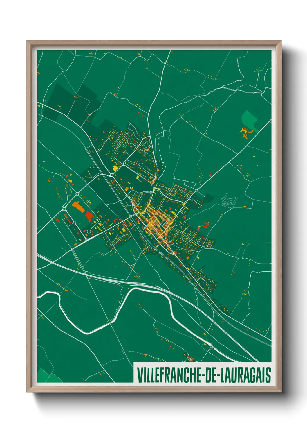 Une affiche de carte sur Villefranche-de-Lauragais