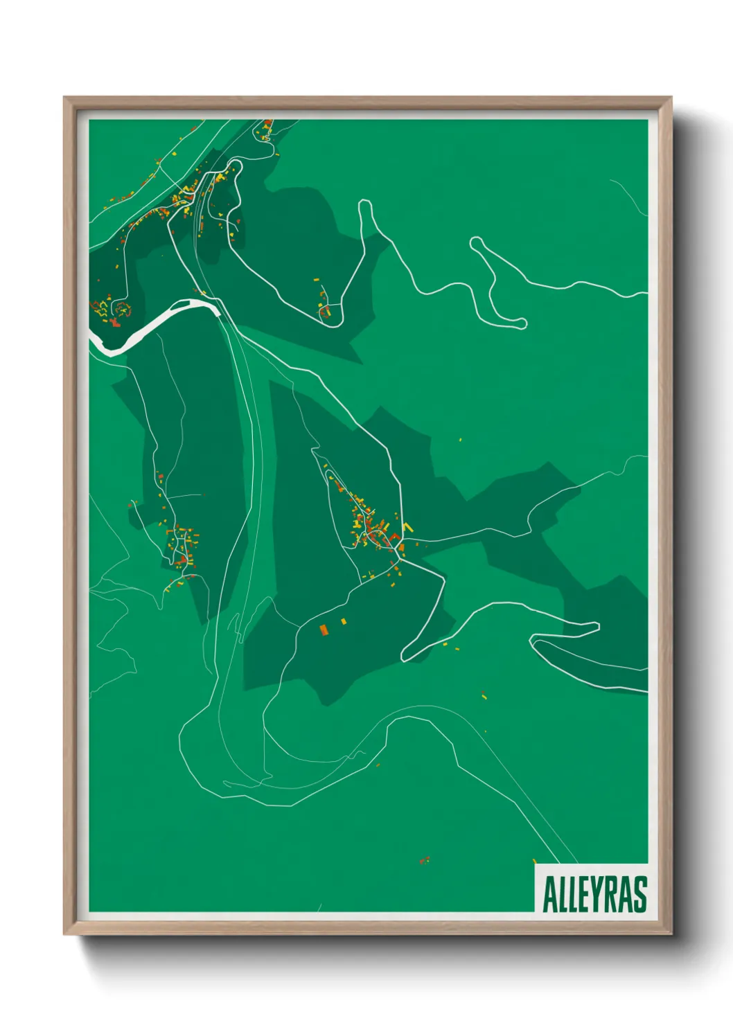 Une affiche de carte sur Alleyras