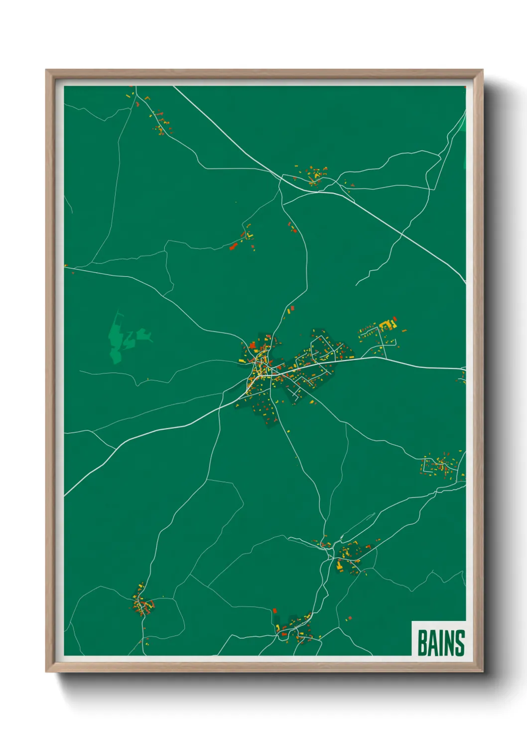 Une affiche de carte sur Bains