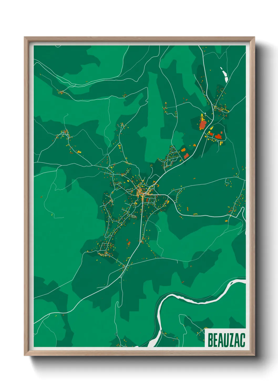Une affiche de carte sur Beauzac