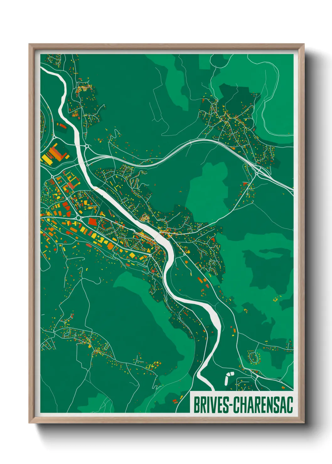 Une affiche de carte sur Brives-Charensac