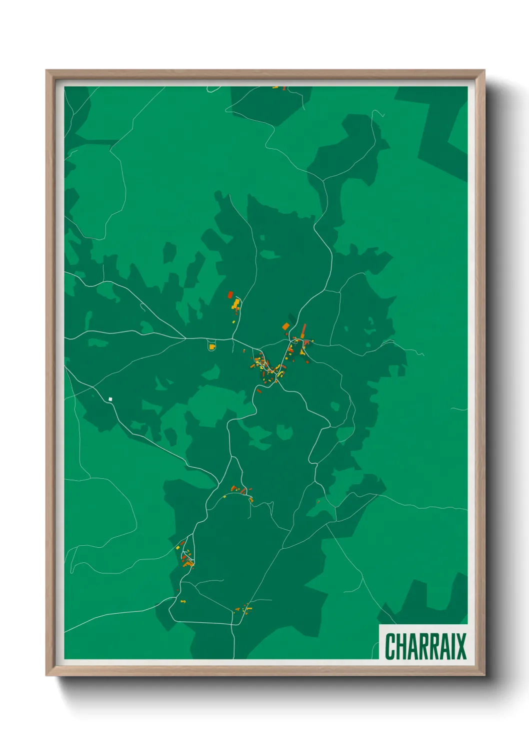 Une affiche de carte sur Charraix