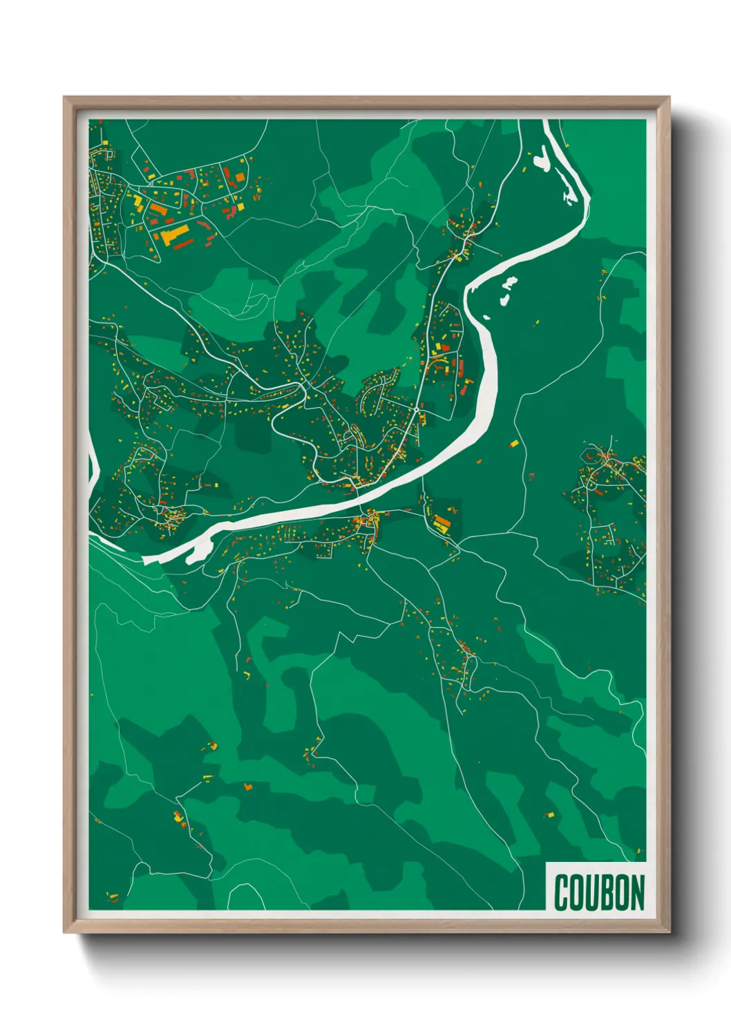 Une affiche de carte sur Coubon