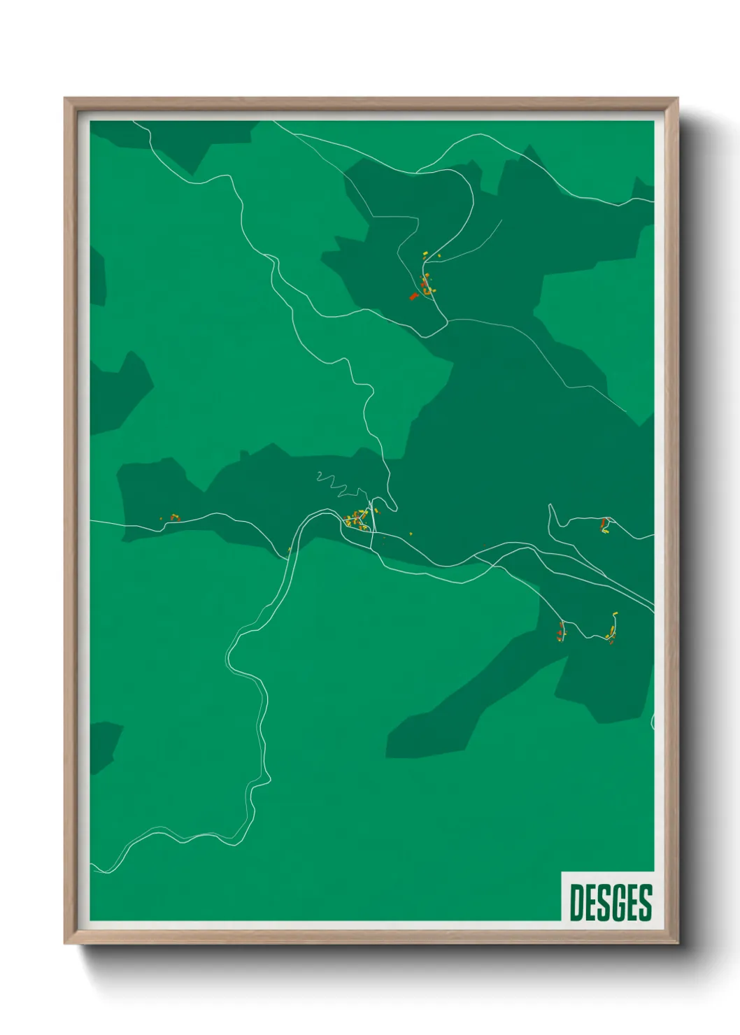 Une affiche de carte sur Desges