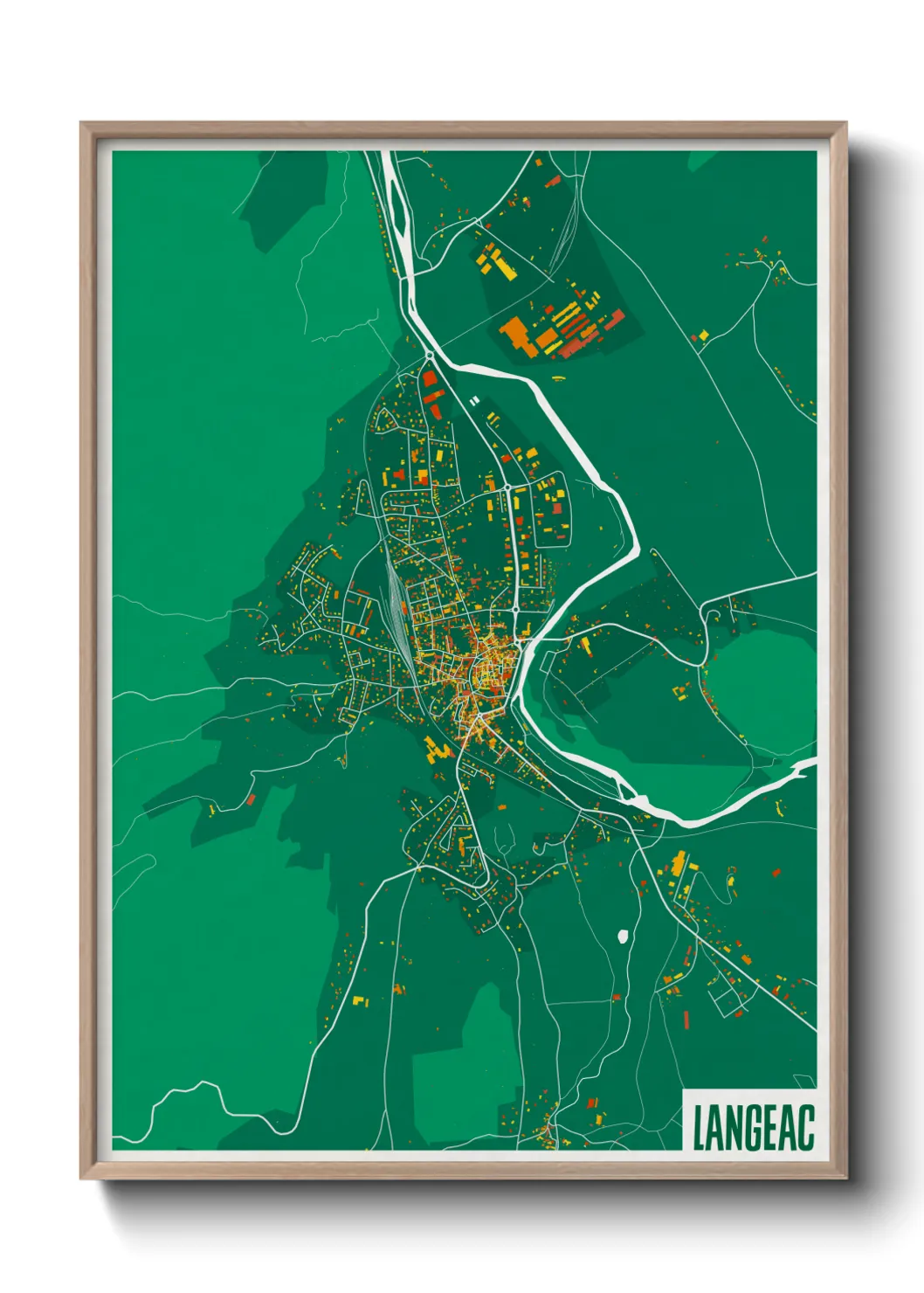 Une affiche de carte sur Langeac