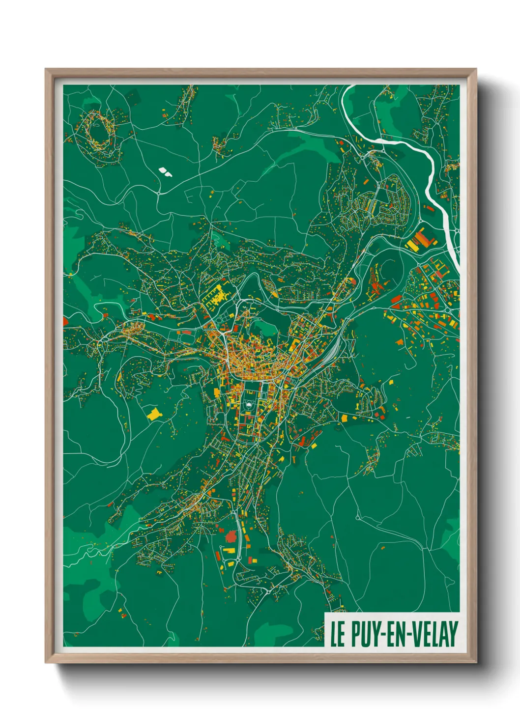 Une affiche de carte sur Le Puy-en-Velay