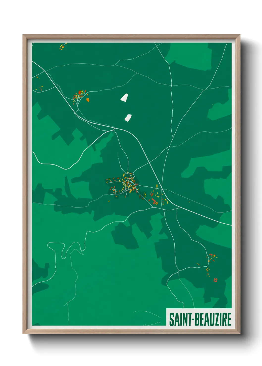 Une affiche de carte sur Saint-Beauzire