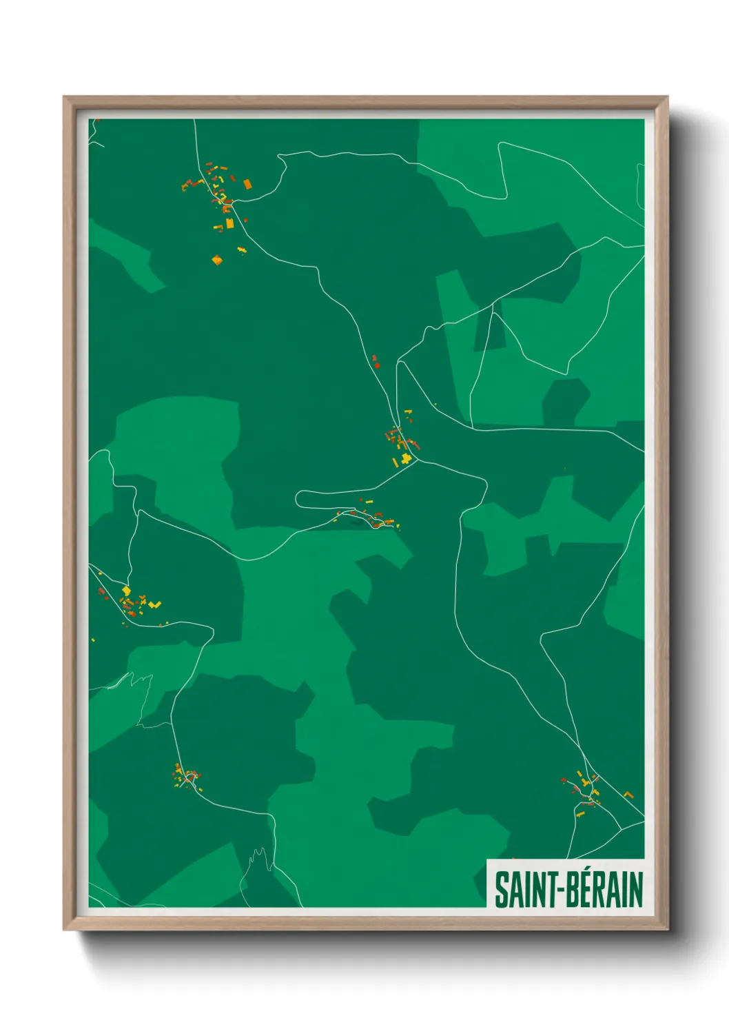 Une affiche de carte sur Saint-Bérain