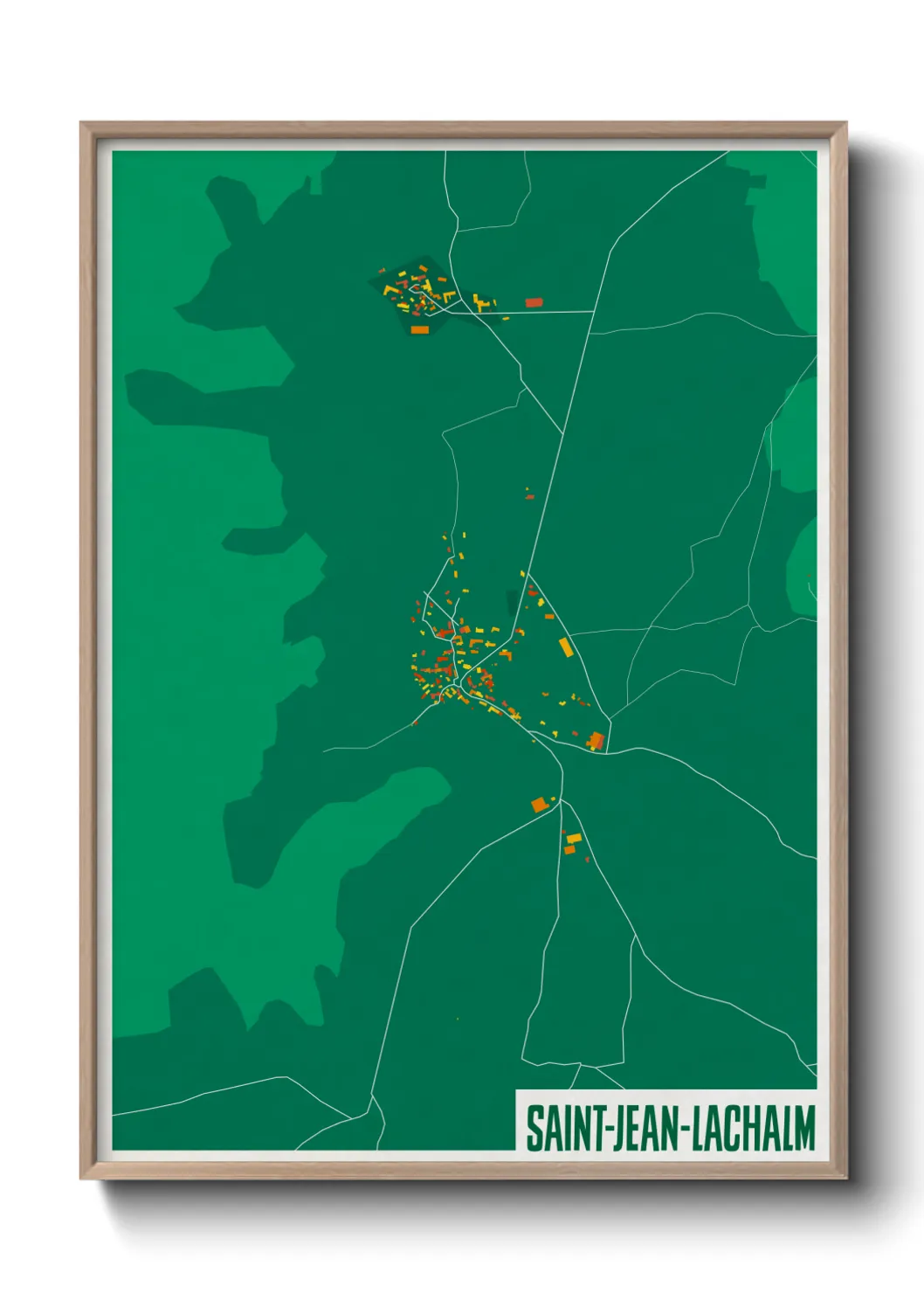 Une affiche de carte sur Saint-Jean-Lachalm