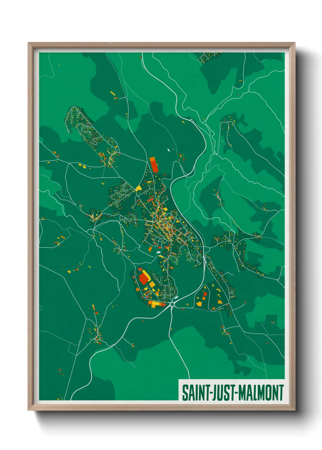 Une affiche de carte sur Saint-Just-Malmont