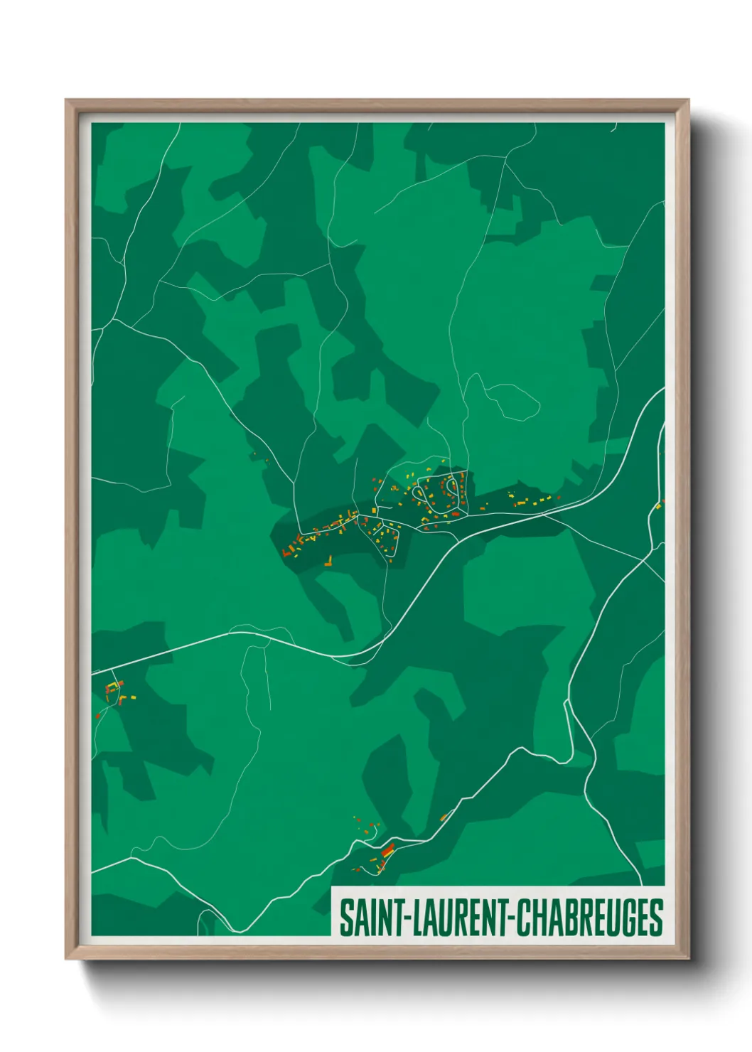 Une affiche de carte sur Saint-Laurent-Chabreuges