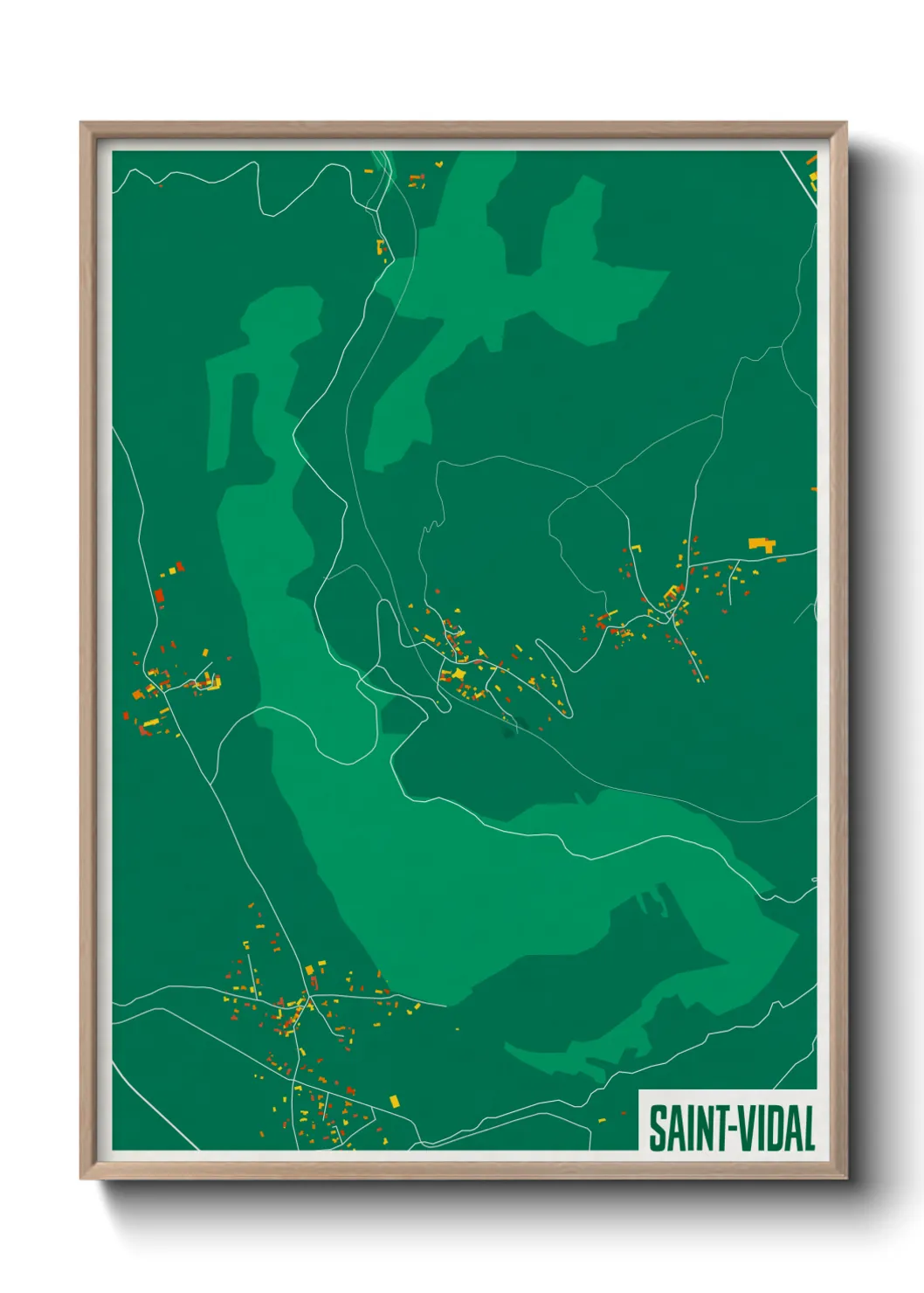 Une affiche de carte sur Saint-Vidal