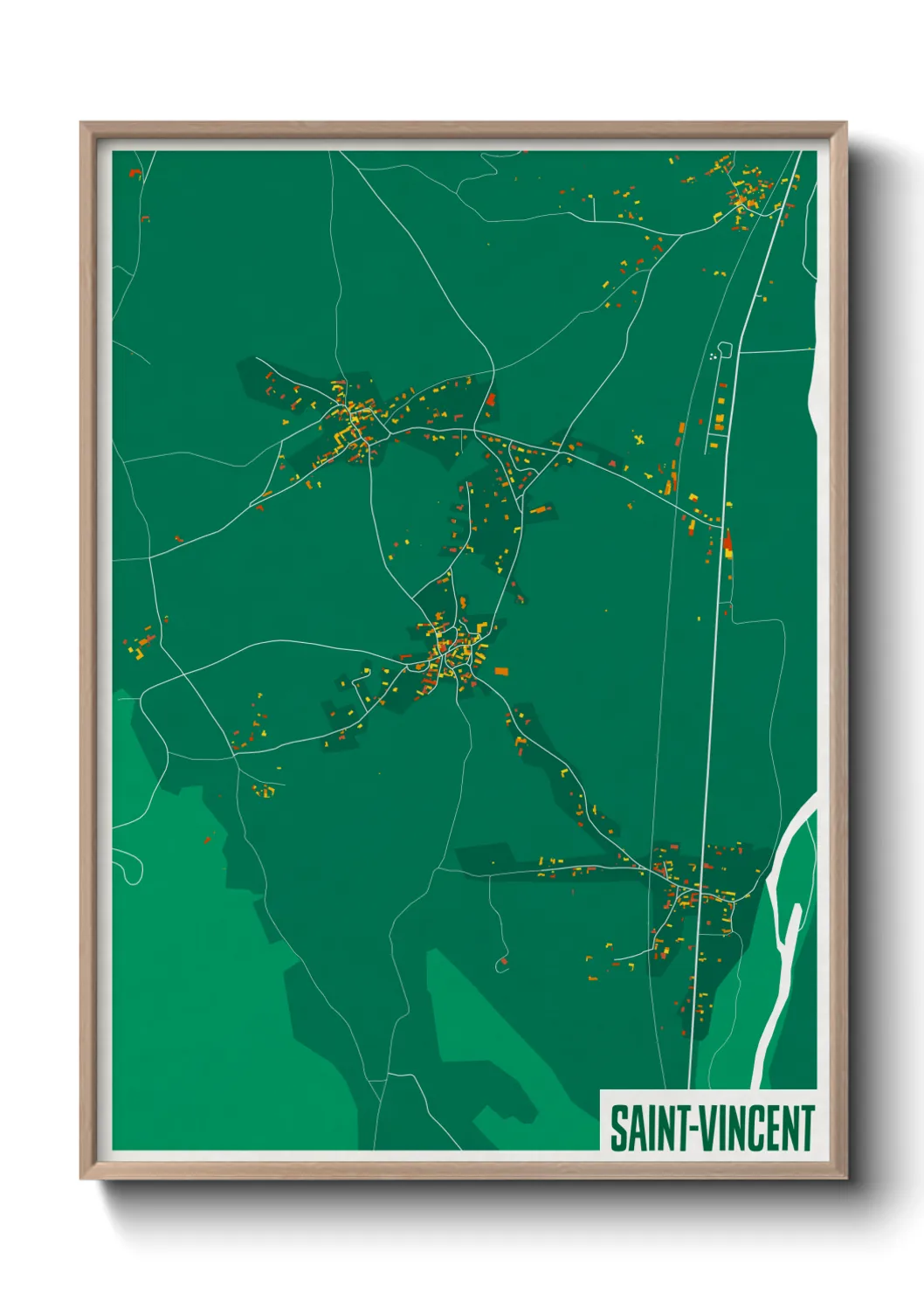 Une affiche de carte sur Saint-Vincent