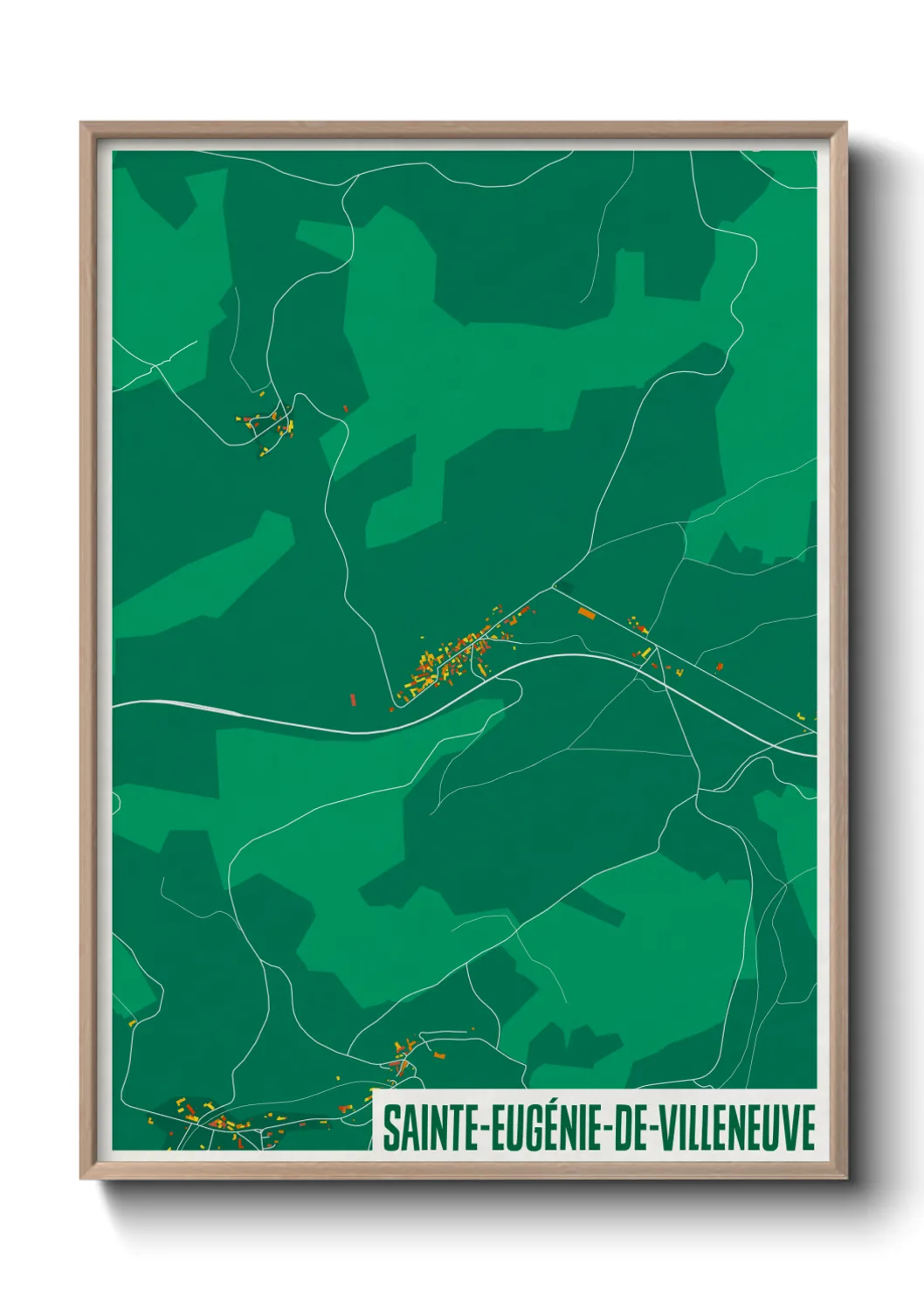 Une affiche de carte sur Sainte-Eugénie-de-Villeneuve
