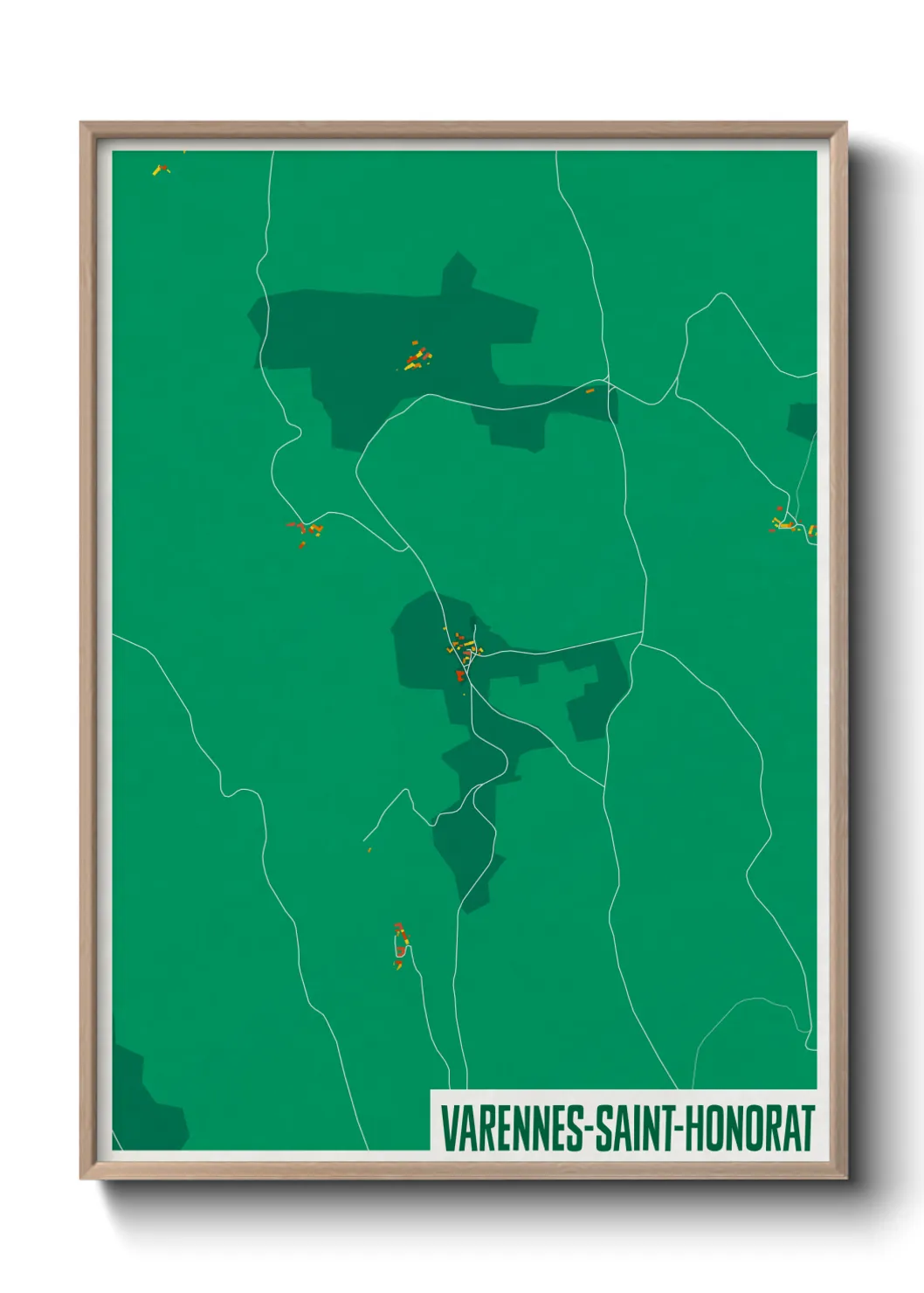 Une affiche de carte sur Varennes-Saint-Honorat