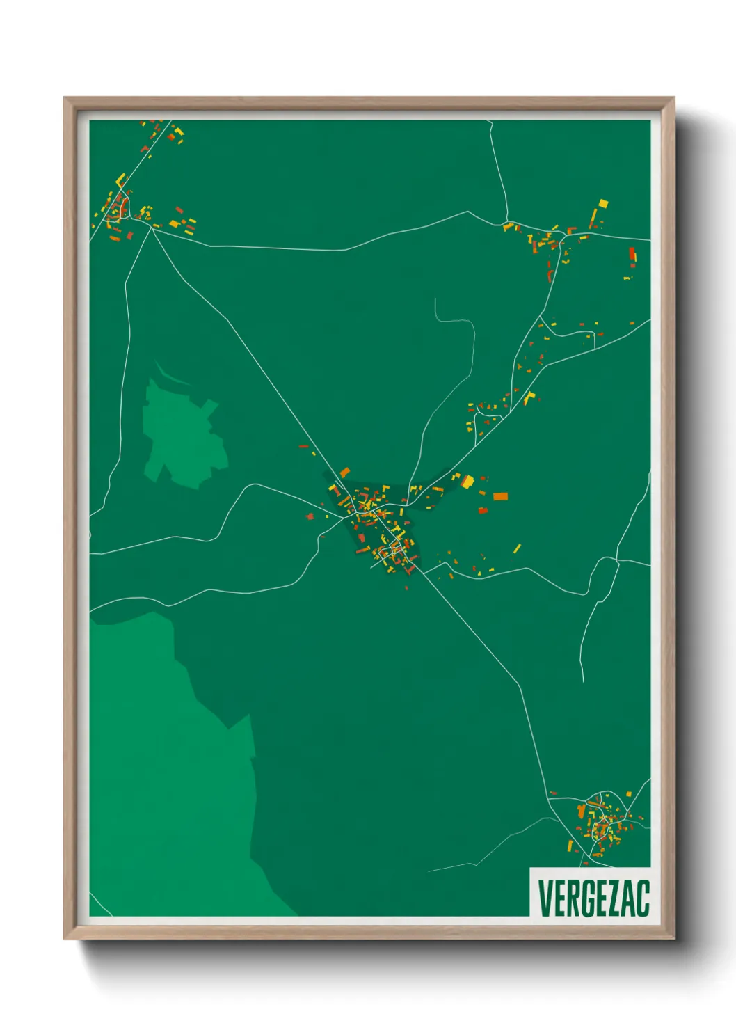 Une affiche de carte sur Vergezac