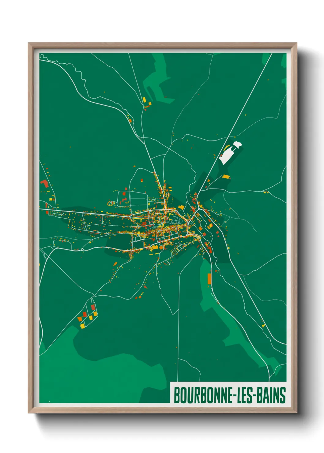 Une affiche de carte sur Bourbonne-les-Bains