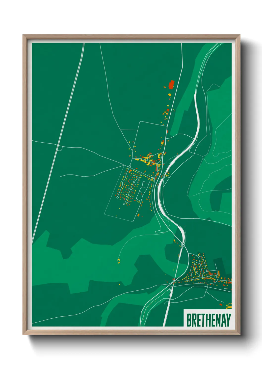 Une affiche de carte sur Brethenay