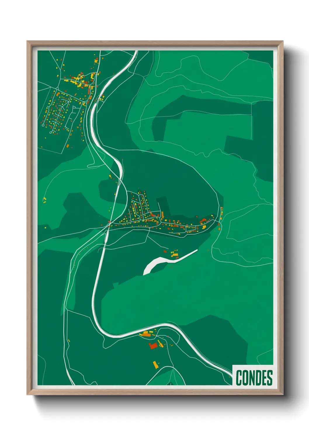 Une affiche de carte sur Condes