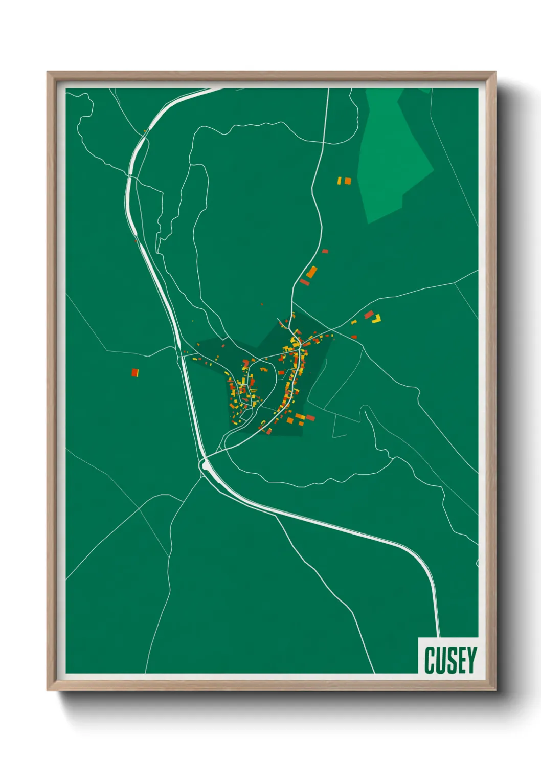 Une affiche de carte sur Cusey