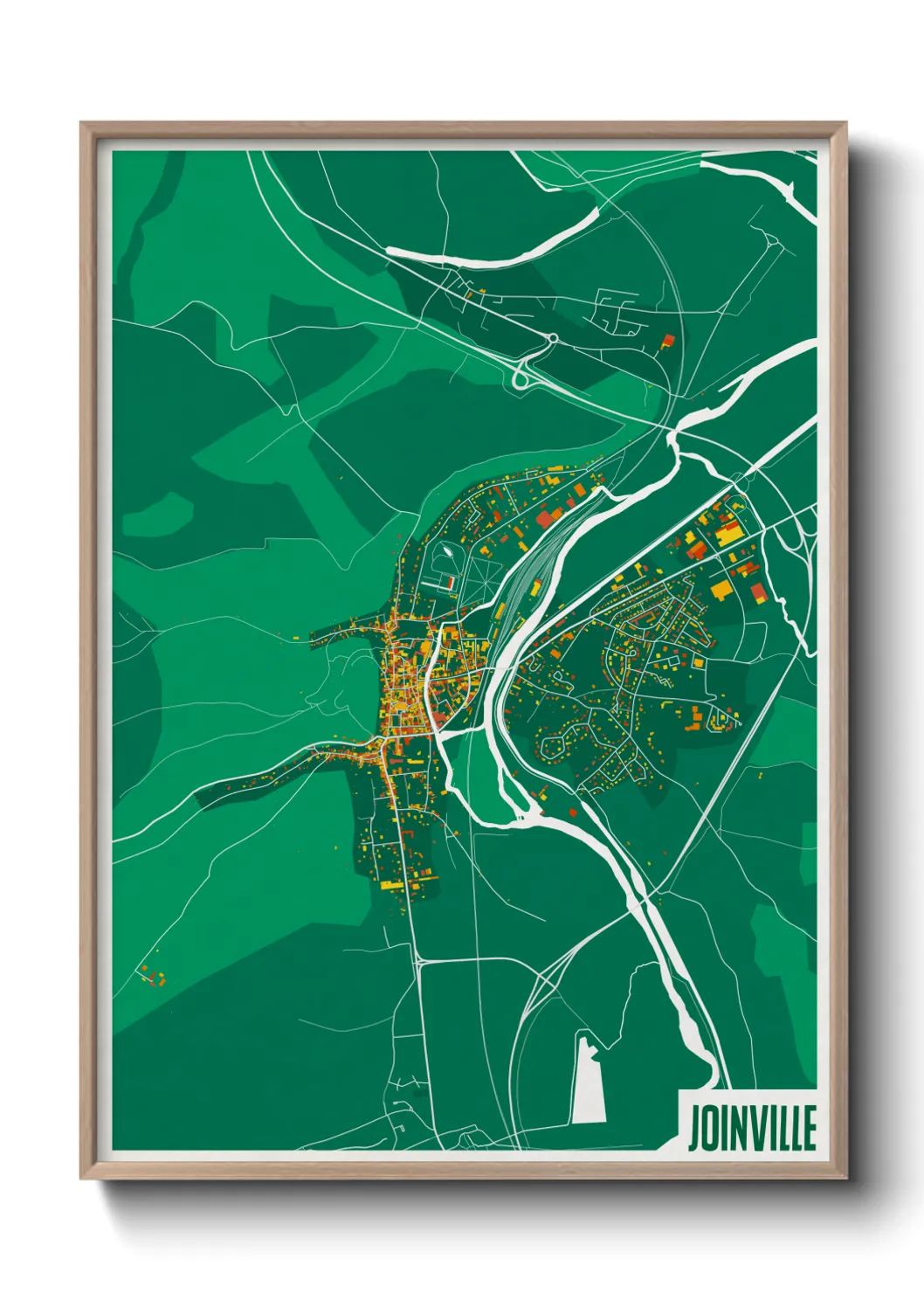 Une affiche de carte sur Joinville