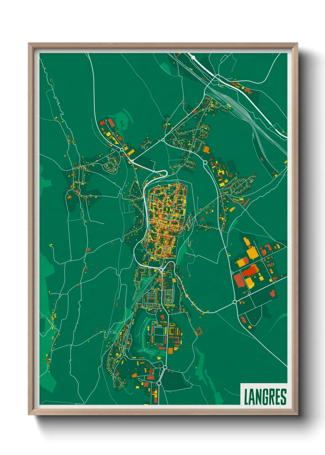 Une affiche de carte sur Langres