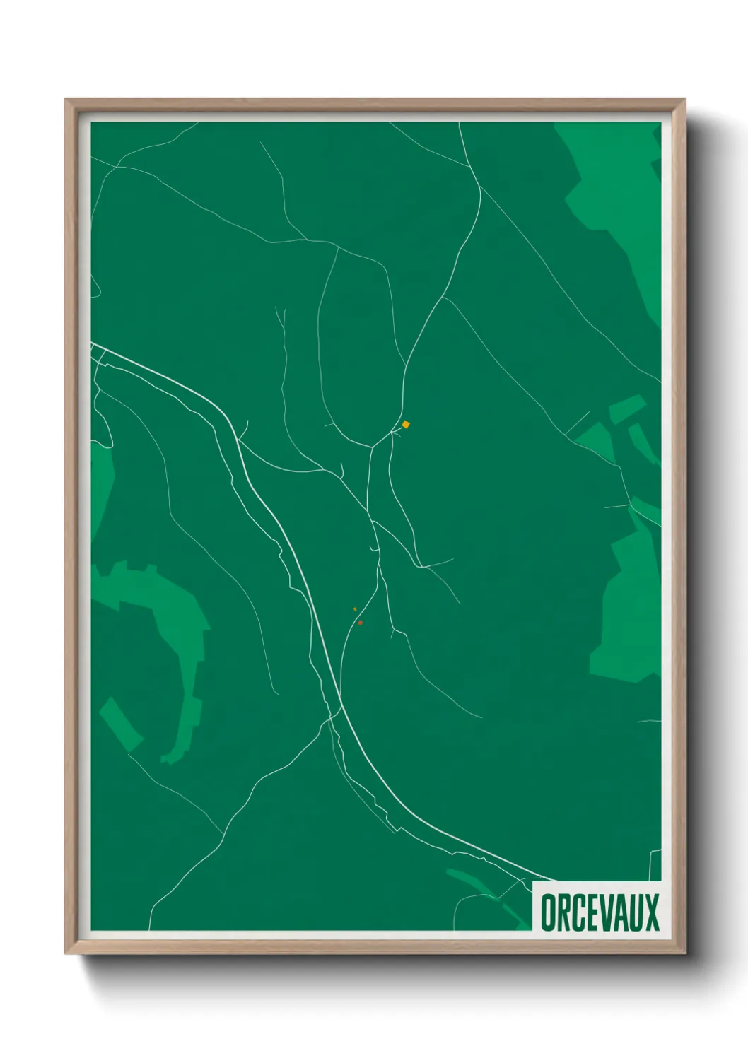 Une affiche de carte sur Orcevaux