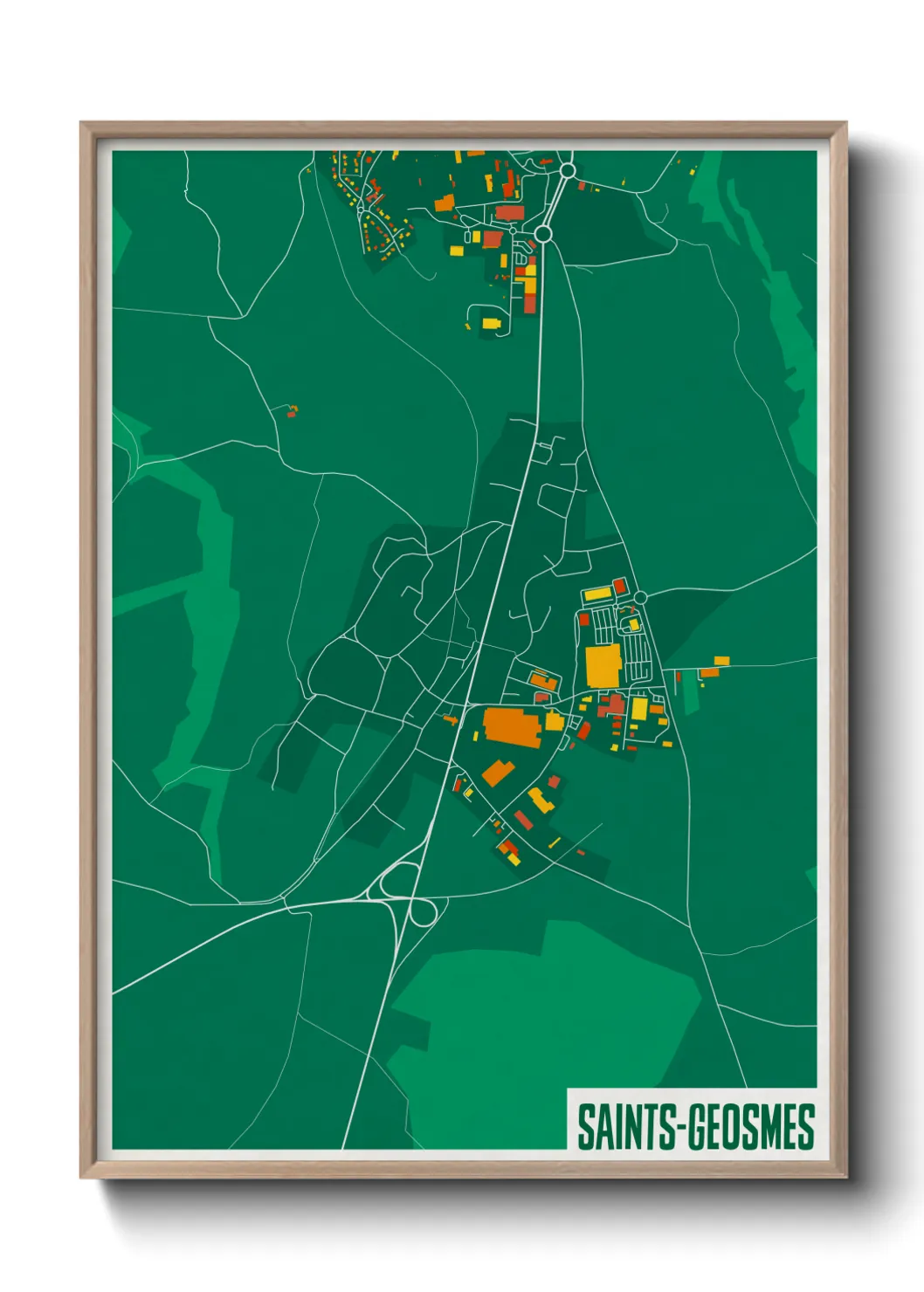 Une affiche de carte sur Saints-Geosmes