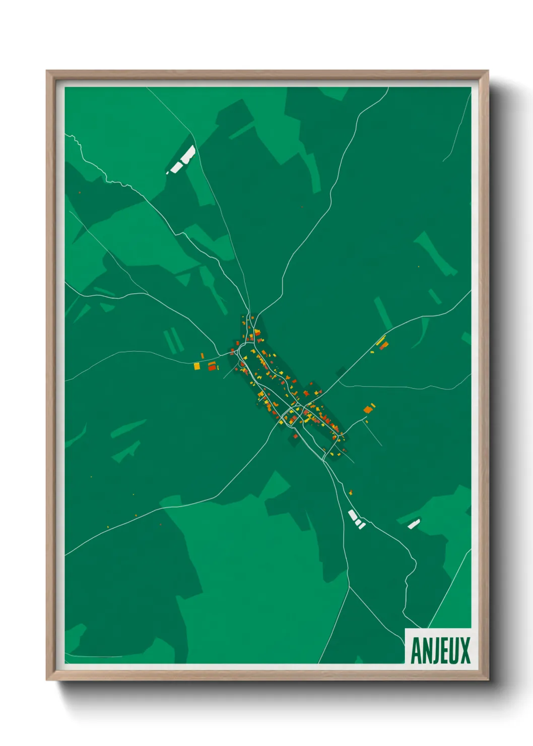 Une affiche de carte sur Anjeux