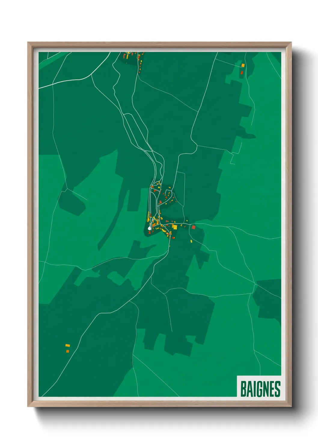 Une affiche de carte sur Baignes