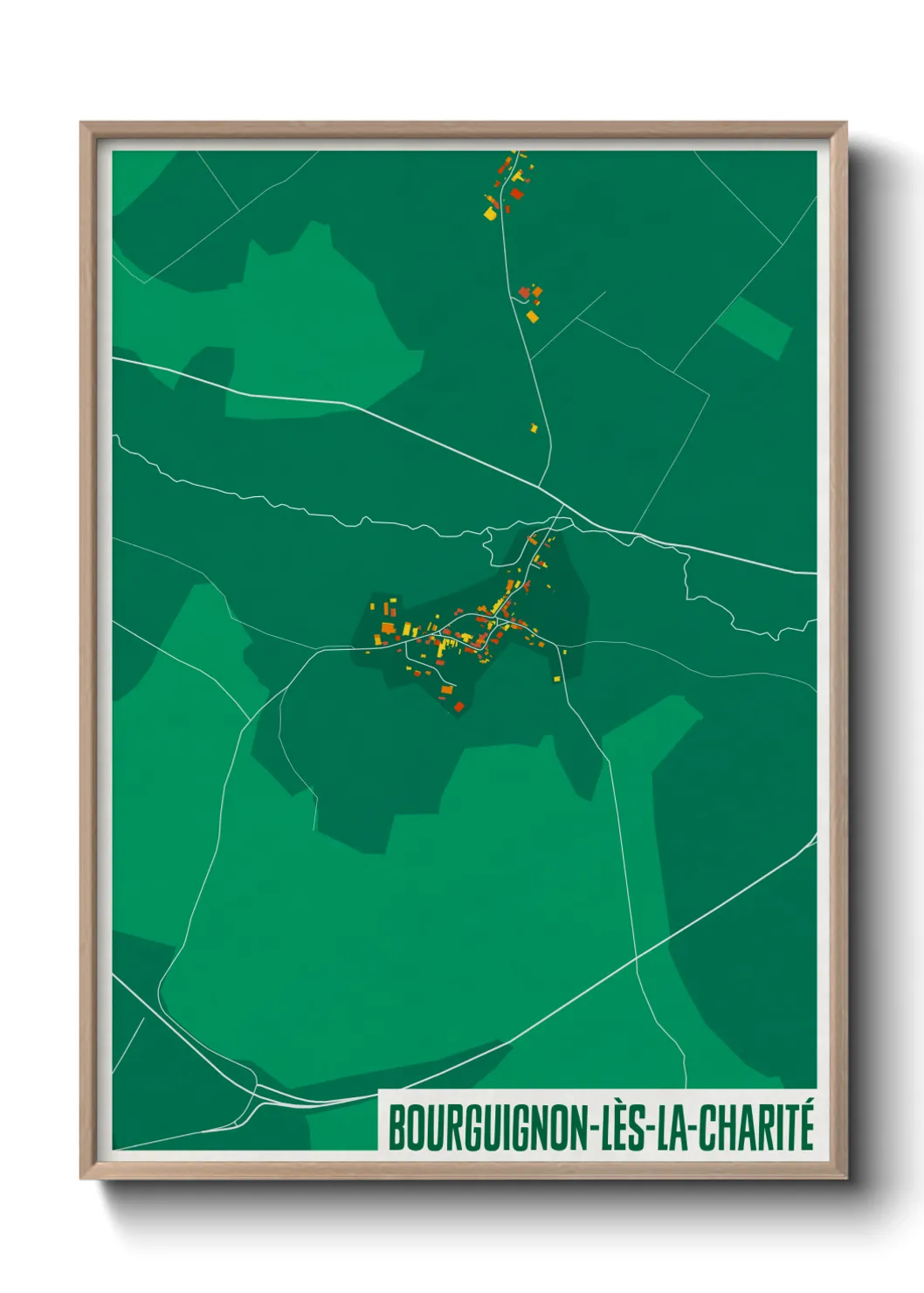 Une affiche de carte sur Bourguignon-lès-la-Charité