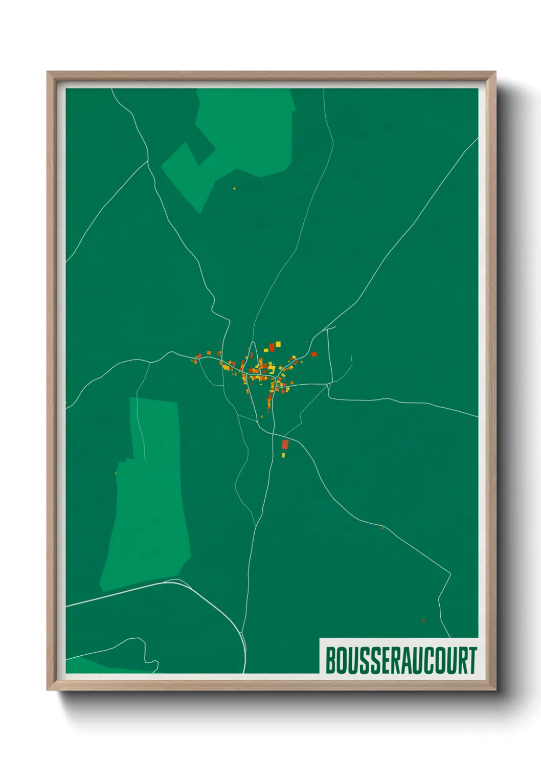 Une affiche de carte sur Bousseraucourt