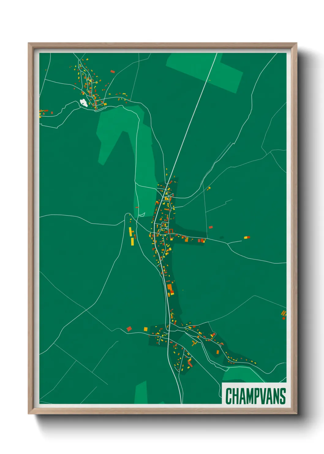 Une affiche de carte sur Champvans