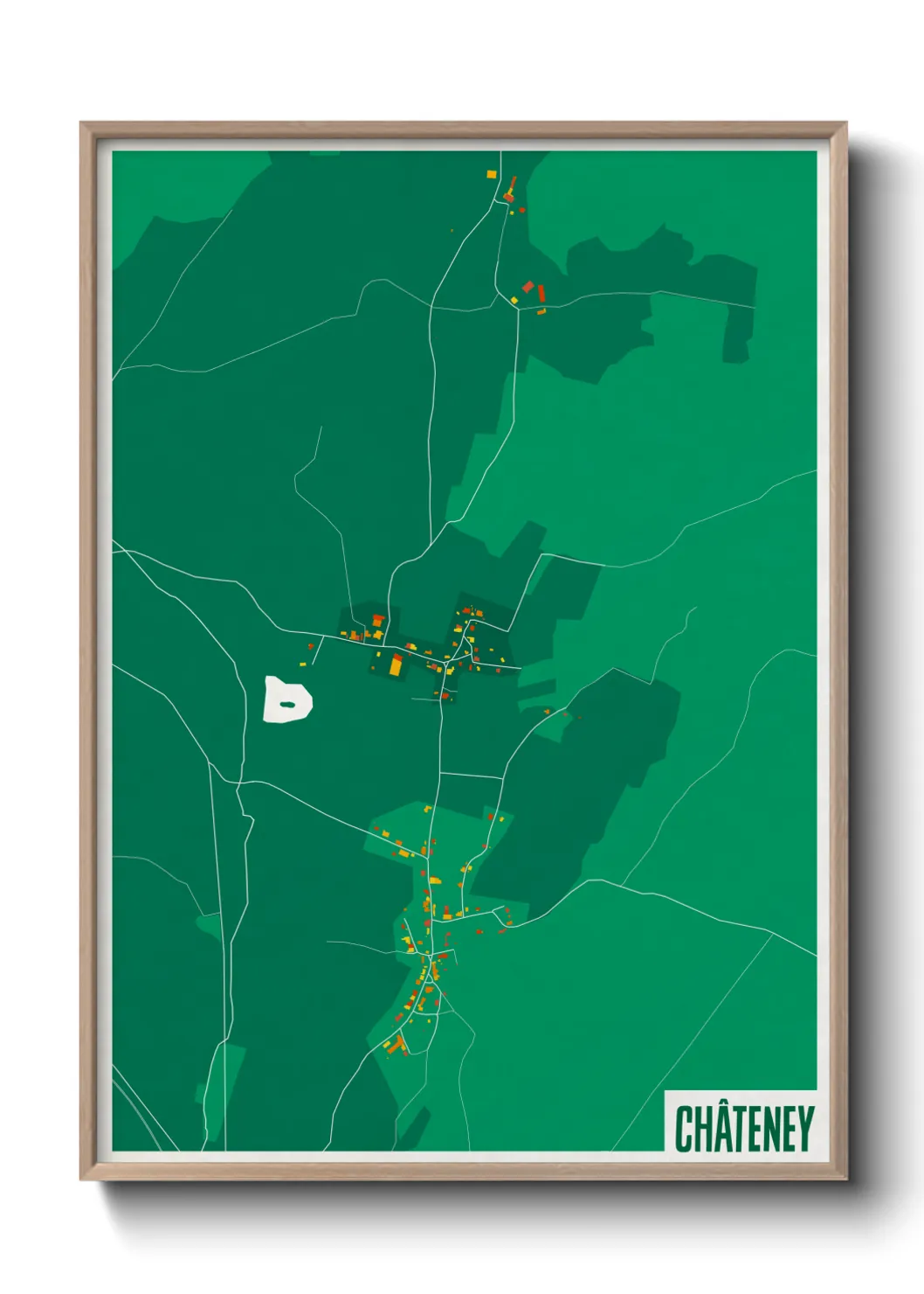 Une affiche de carte sur Châteney
