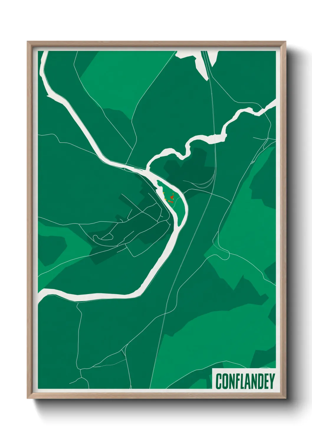 Une affiche de carte sur Conflandey