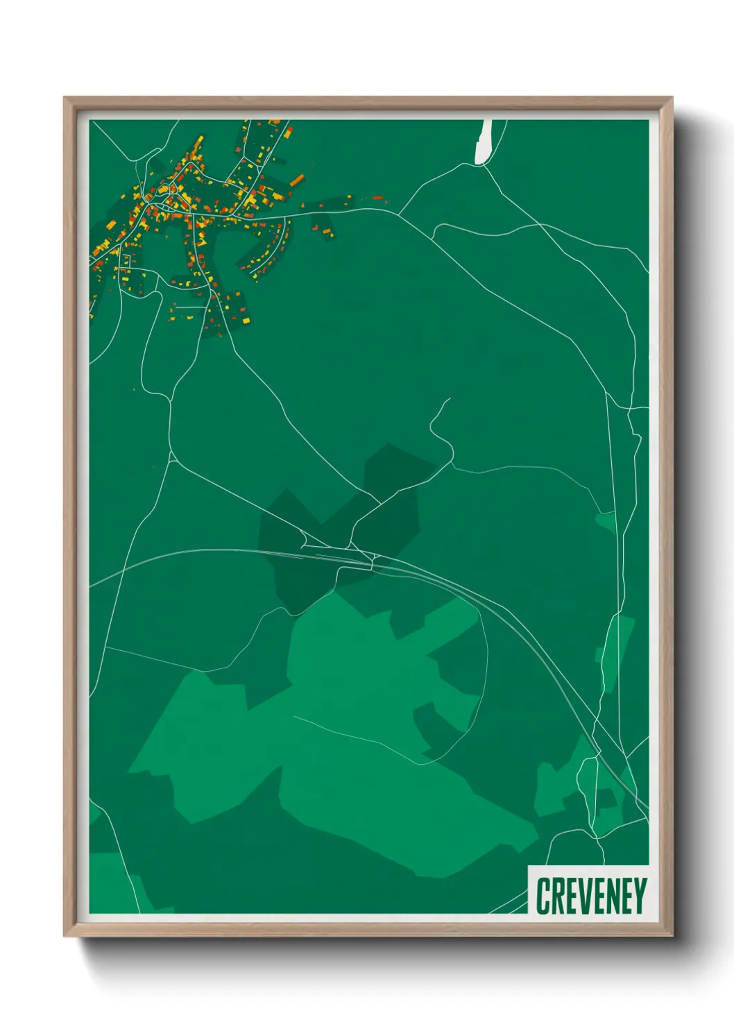 Une affiche de carte sur Creveney